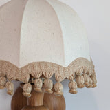 Pair of Rare Vintage Swedish AB Tranås Stilarmatur Pine and Rope Wall Sconces with Original Handmade Fringed Linen Shades