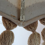 Pair of Rare Vintage Swedish AB Tranås Stilarmatur Pine and Rope Wall Sconces with Original Handmade Fringed Linen Shades