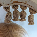Pair of Rare Vintage Swedish AB Tranås Stilarmatur Pine and Rope Wall Sconces with Original Handmade Fringed Linen Shades