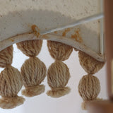 Pair of Rare Vintage Swedish AB Tranås Stilarmatur Pine and Rope Wall Sconces with Original Handmade Fringed Linen Shades