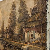 Signed Antique Aged Landscape Painting