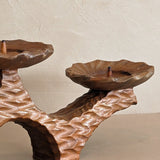 Vintage German Hand-carved Wooden Brutalist Candelabra