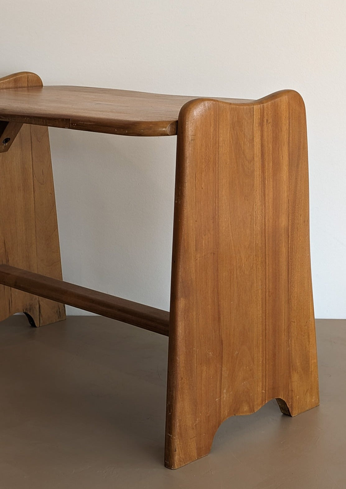 Vintage European-Style Handmade Wavy Maple Side Table