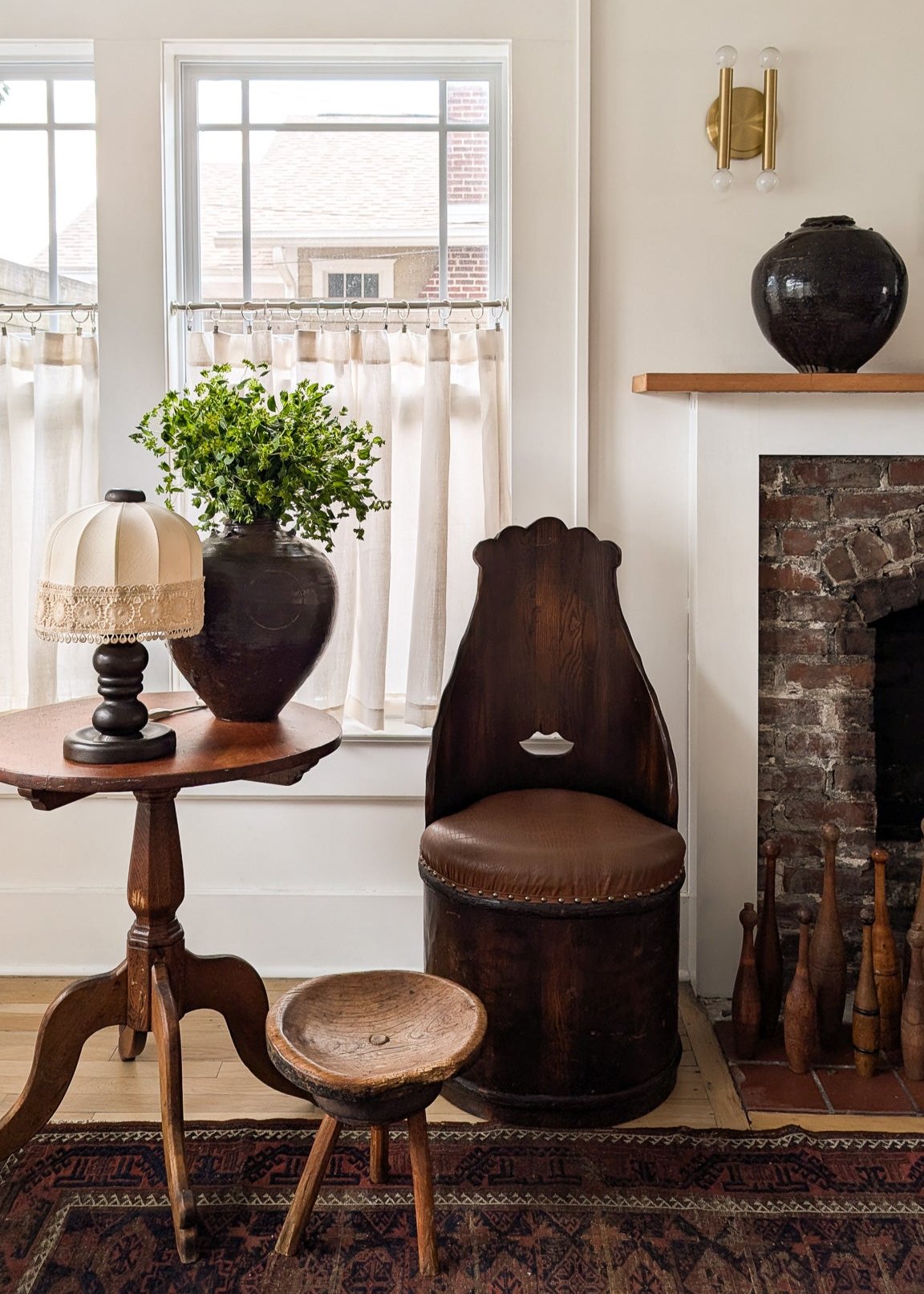 Pair of Vintage Swedish Markslöjd Dark Pine Table Lamps with Original Shades