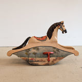 Vintage Hand-painted Scandinavian-Style Rocking Horse with Real Horse Hair #1