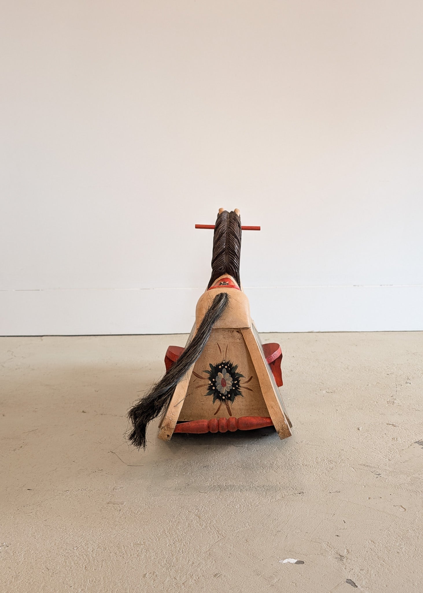 Vintage Hand-painted Scandinavian-Style Rocking Horse with Real Horse Hair #1