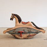 Vintage Hand-painted Scandinavian-Style Rocking Horse with Real Horse Hair #1