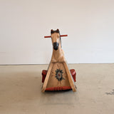 Vintage Hand-painted Scandinavian-Style Rocking Horse with Real Horse Hair #1