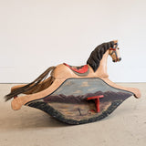 Vintage Hand-painted Scandinavian-Style Rocking Horse with Real Horse Hair #2