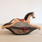 Vintage Hand-painted Scandinavian-Style Rocking Horse with Real Horse Hair #2