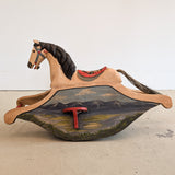 Vintage Hand-painted Scandinavian-Style Rocking Horse with Real Horse Hair #2