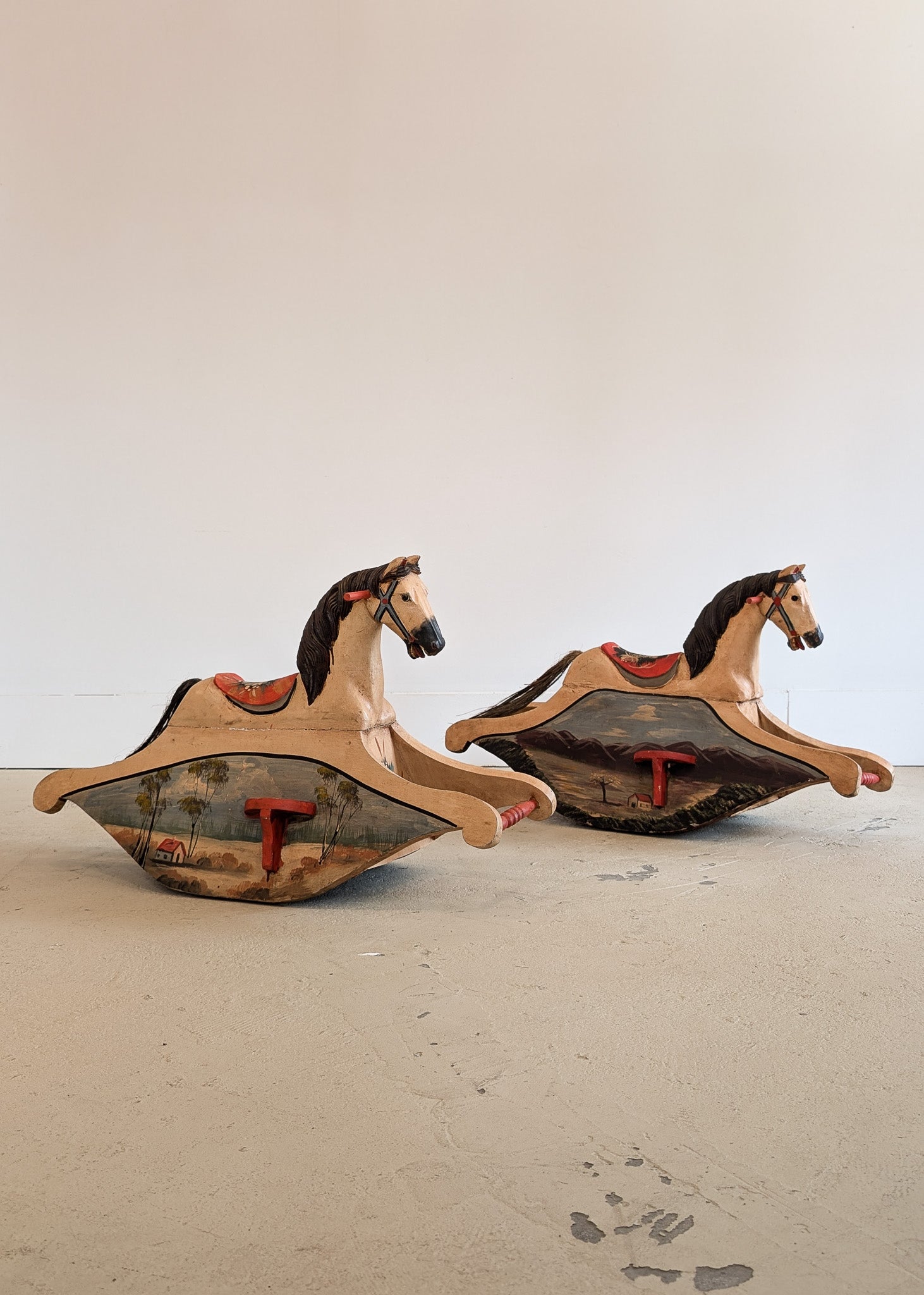 Vintage Hand-painted Scandinavian-Style Rocking Horse with Real Horse Hair #2