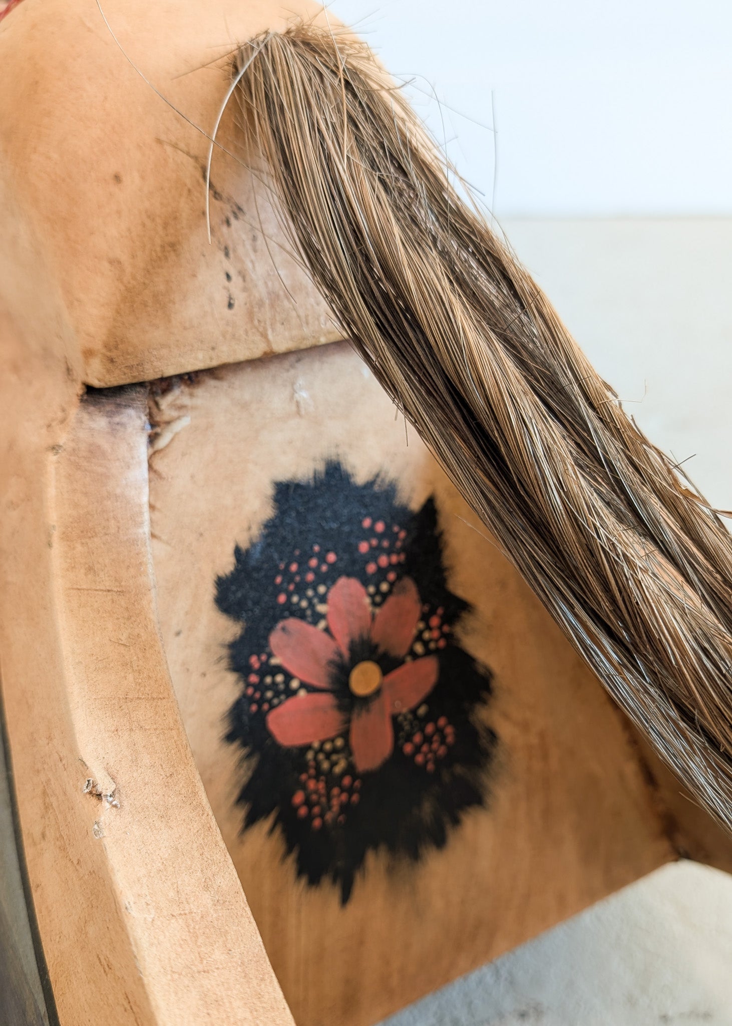 Vintage Hand-painted Scandinavian-Style Rocking Horse with Real Horse Hair #2