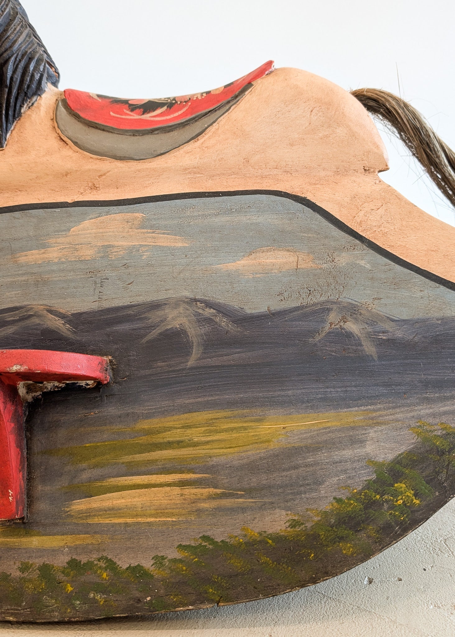 Vintage Hand-painted Scandinavian-Style Rocking Horse with Real Horse Hair #2
