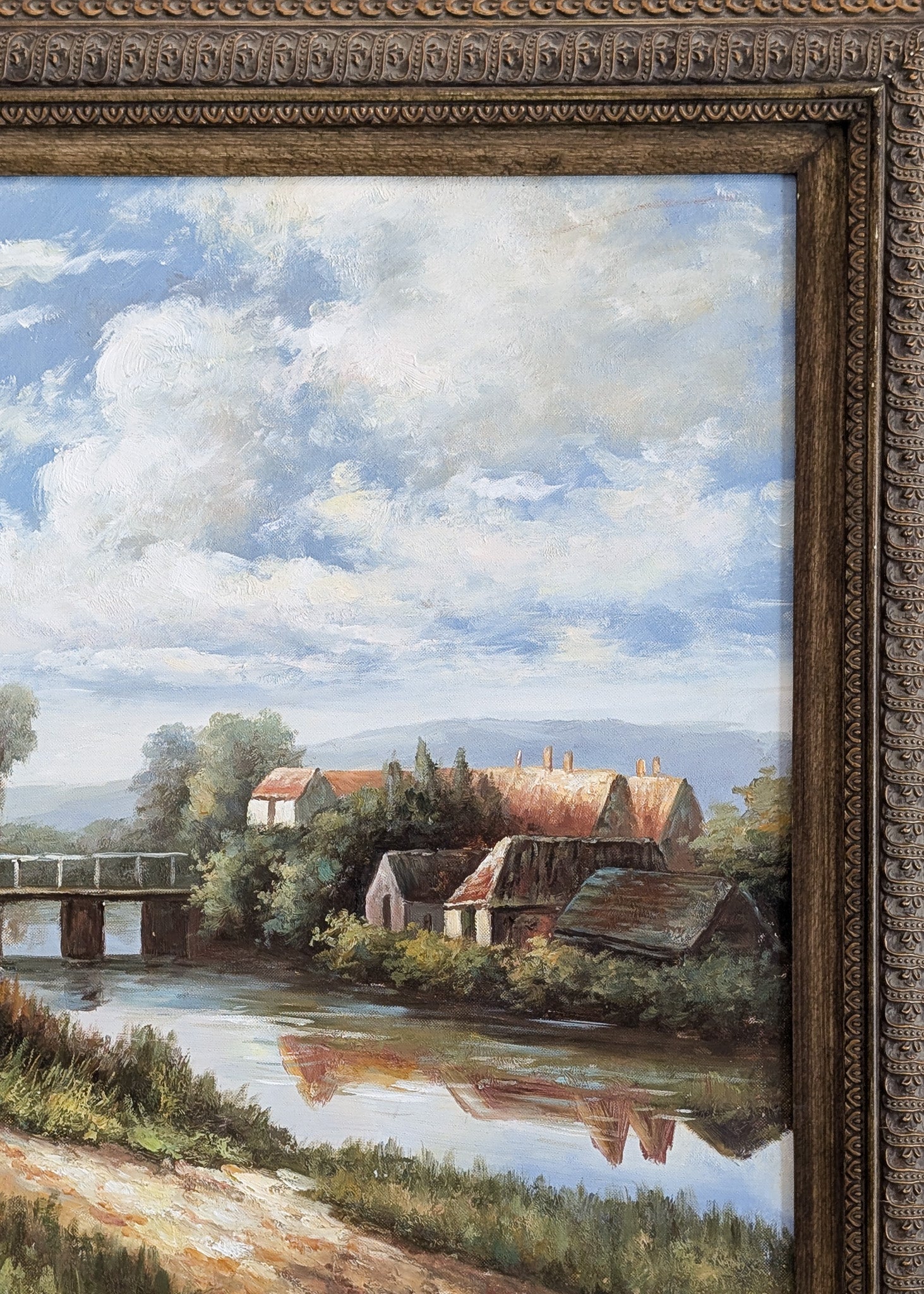 Large Vintage Framed Landscape Painting