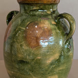 Antique Green and Brown European Handled Sauerkraut Jar