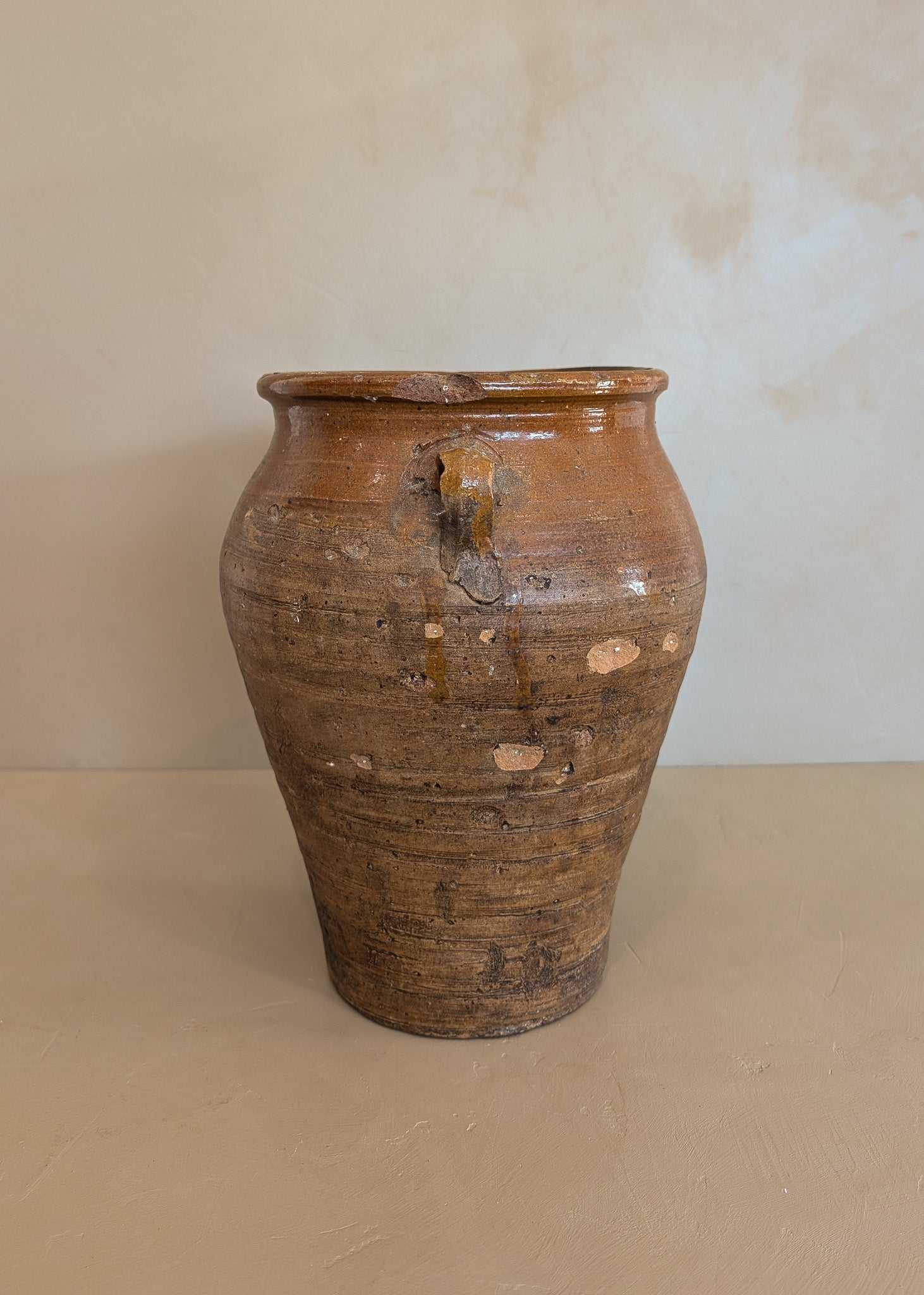 Antique French Clay Pot with Handles