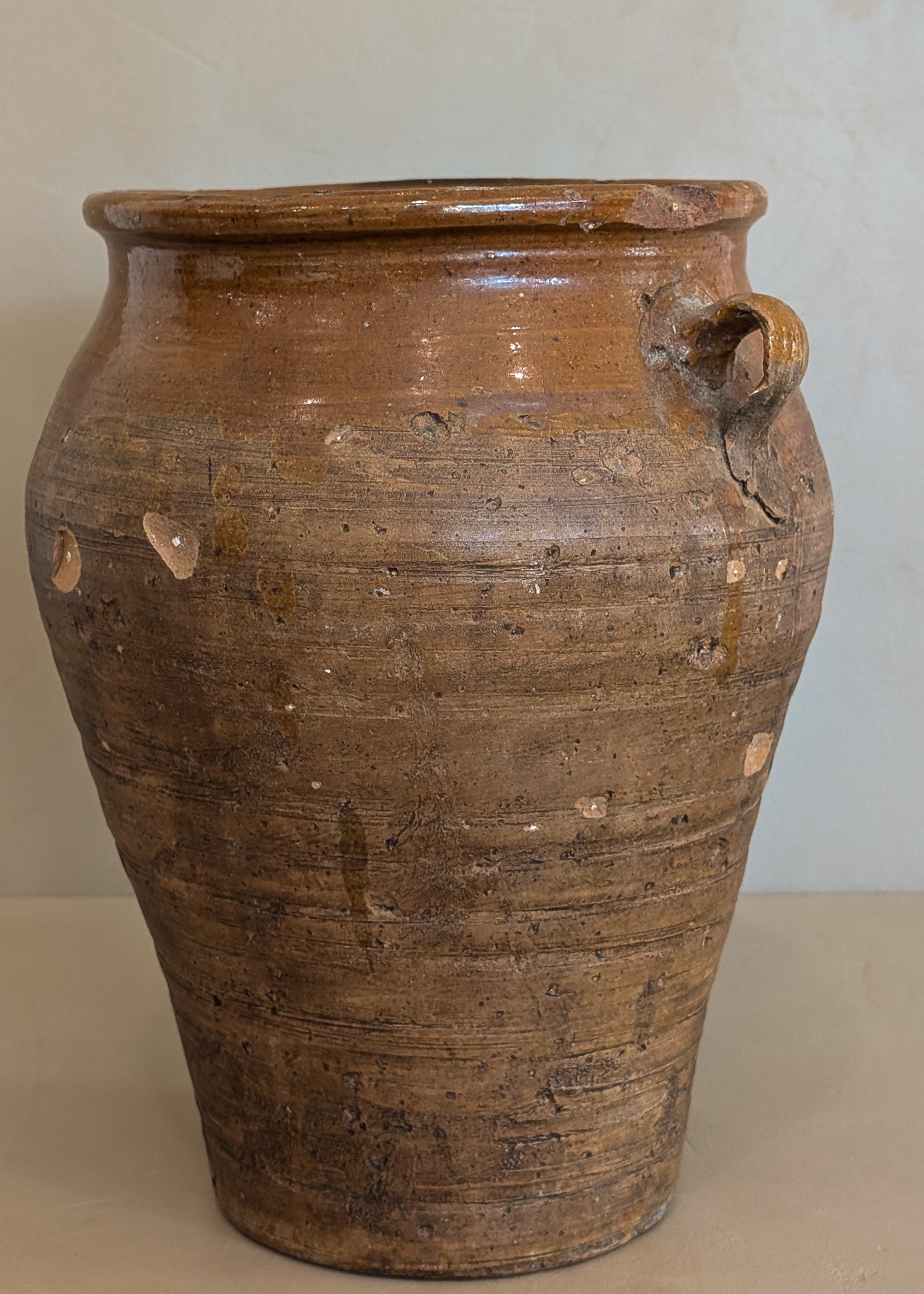 Antique French Clay Pot with Handles