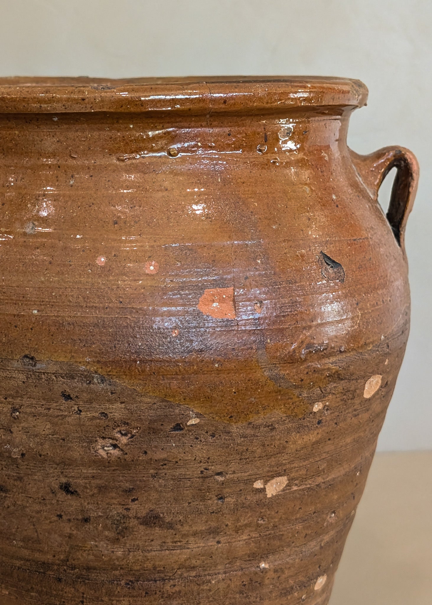 Antique French Clay Pot with Handles