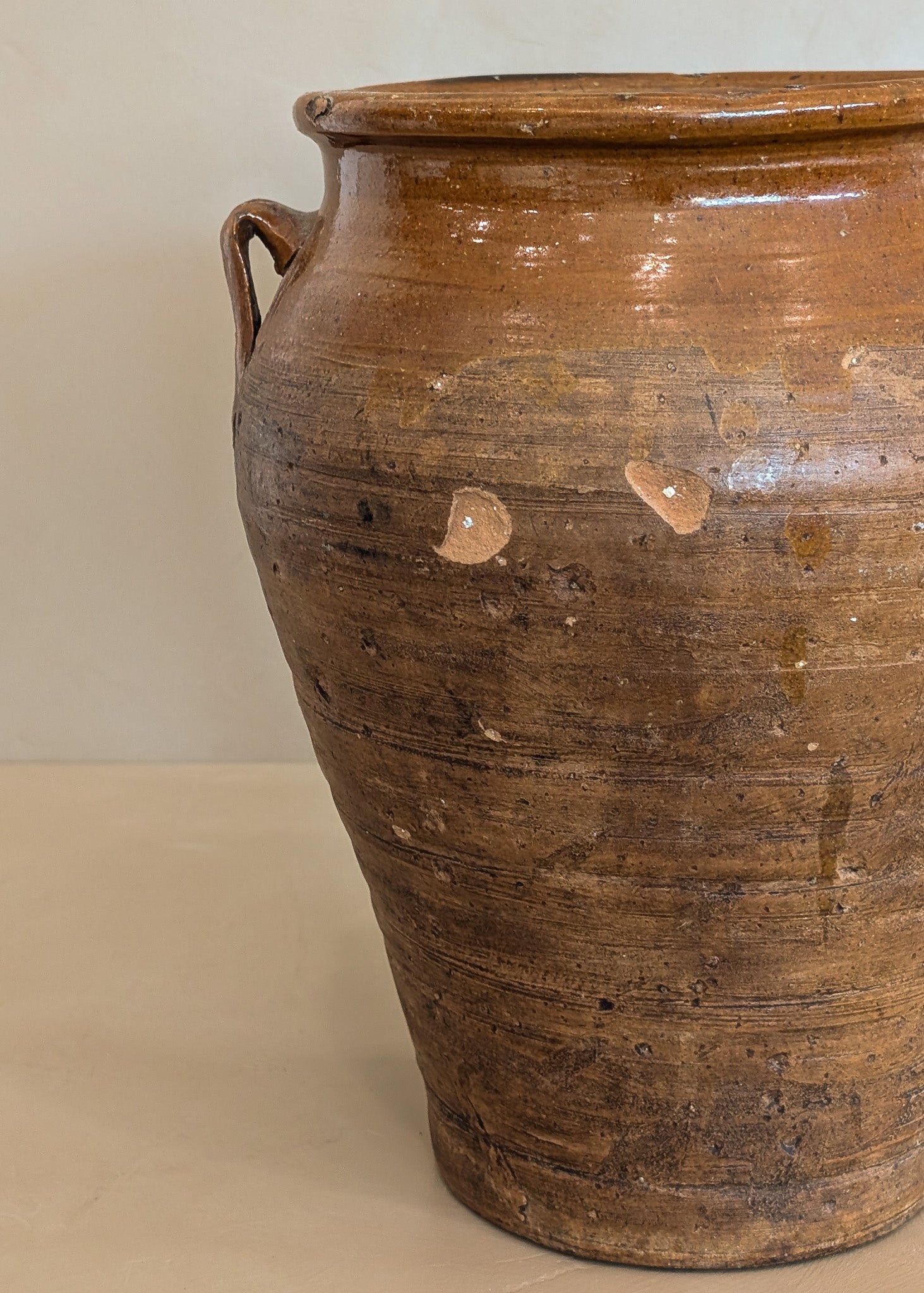 Antique French Clay Pot with Handles