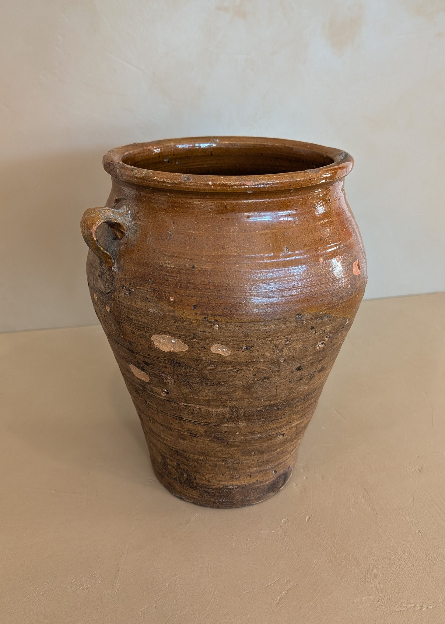 Antique French Clay Pot with Handles