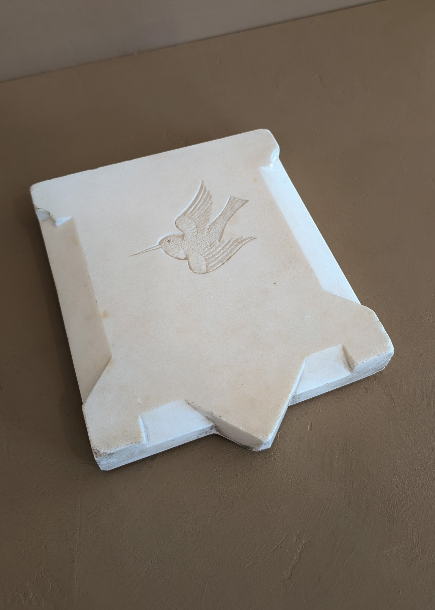 Antique French Marble Architectural Salvage with Carved Hummingbird Detail