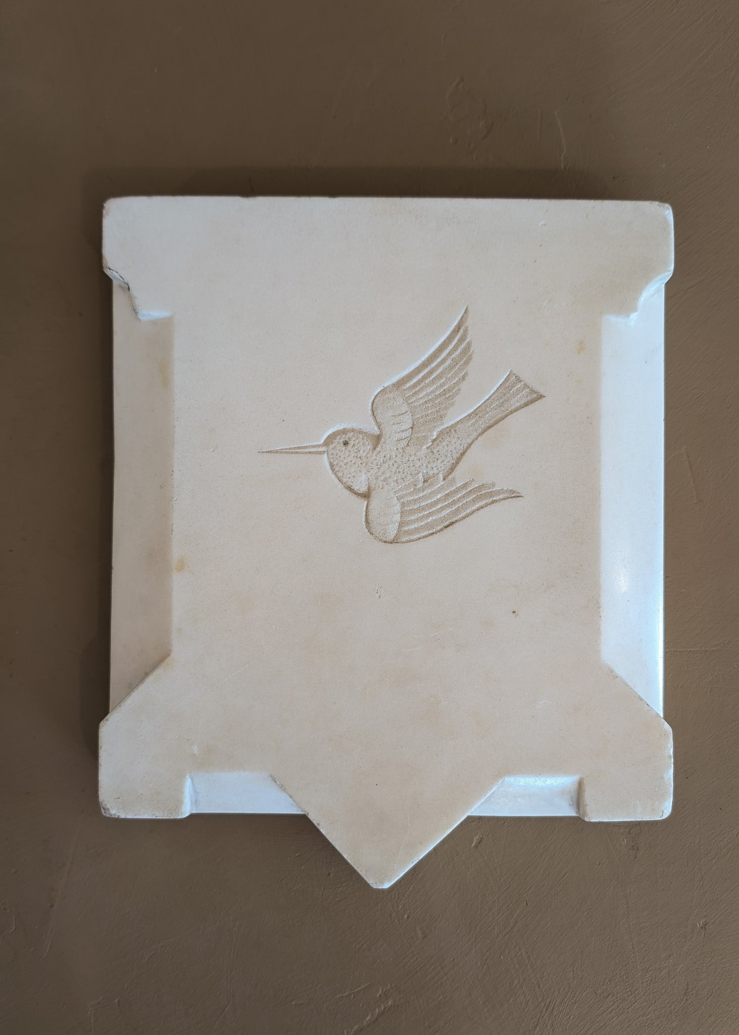 Antique French Marble Architectural Salvage with Carved Hummingbird Detail