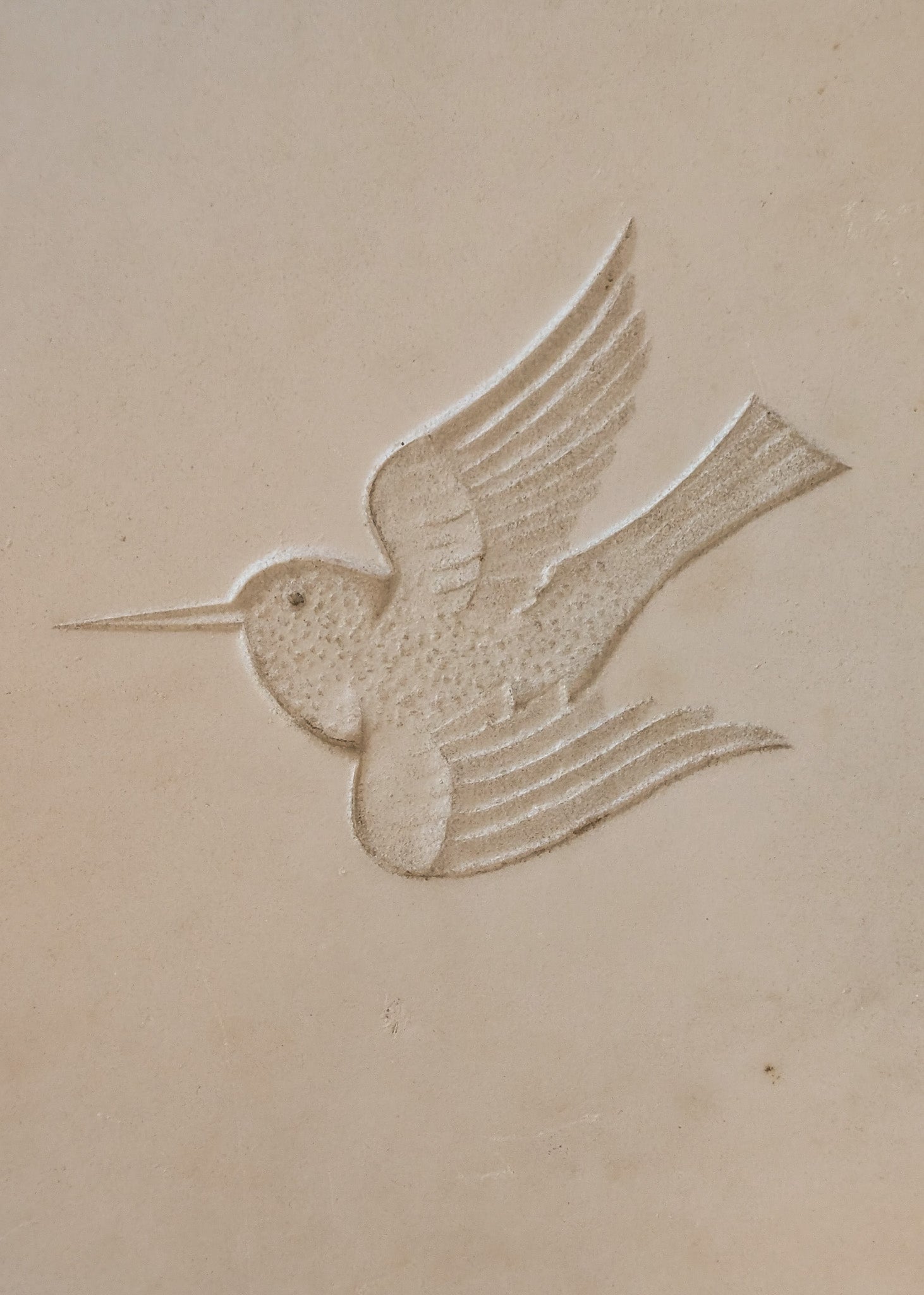 Antique French Marble Architectural Salvage with Carved Hummingbird Detail
