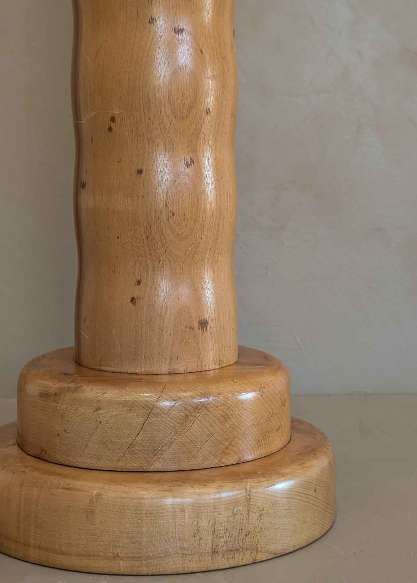 Vintage Hand-turned Wavy Wooden Lamp