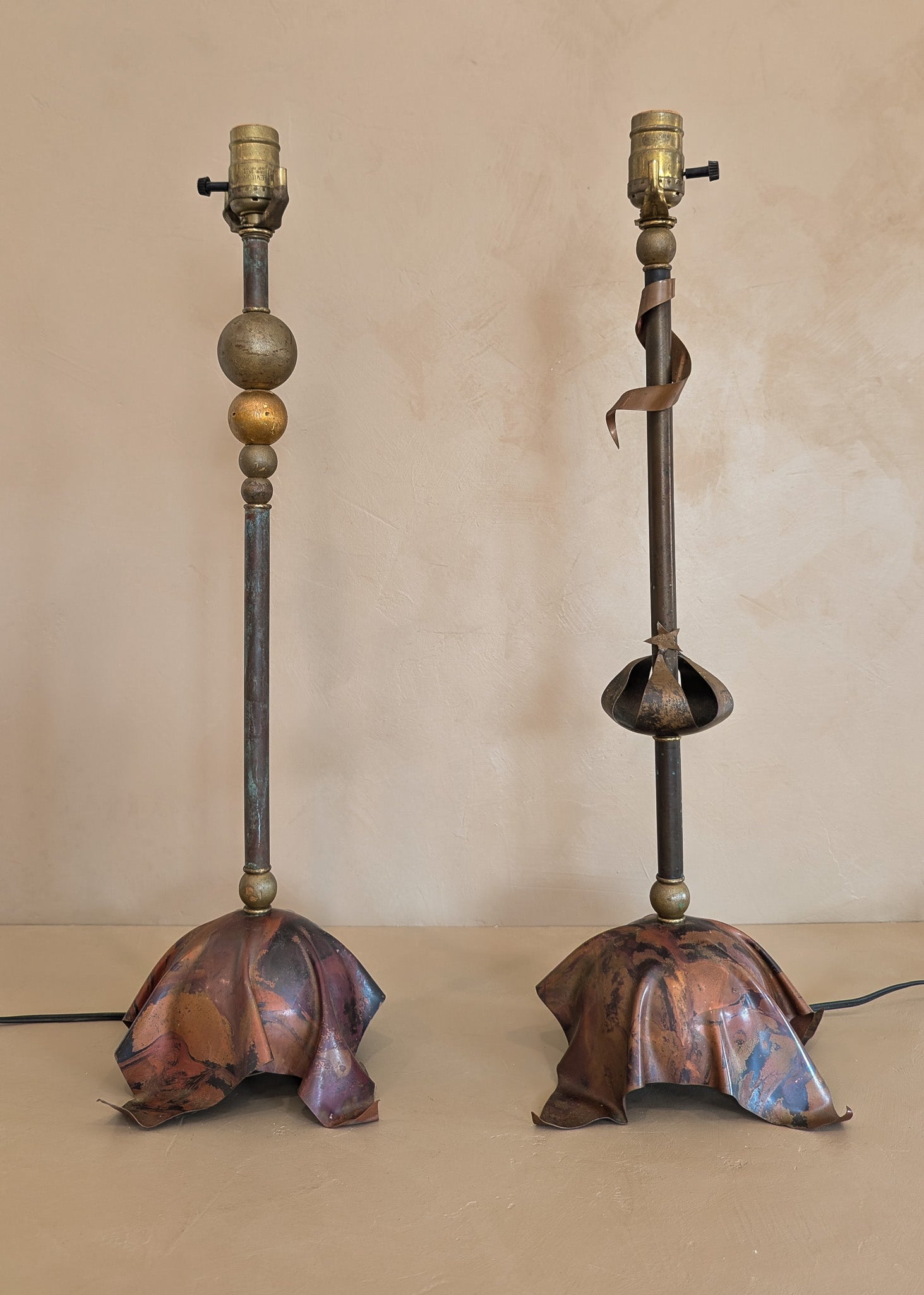 Signed Pair of Vintage Artisan-Made Galactic Lamps by D. Little