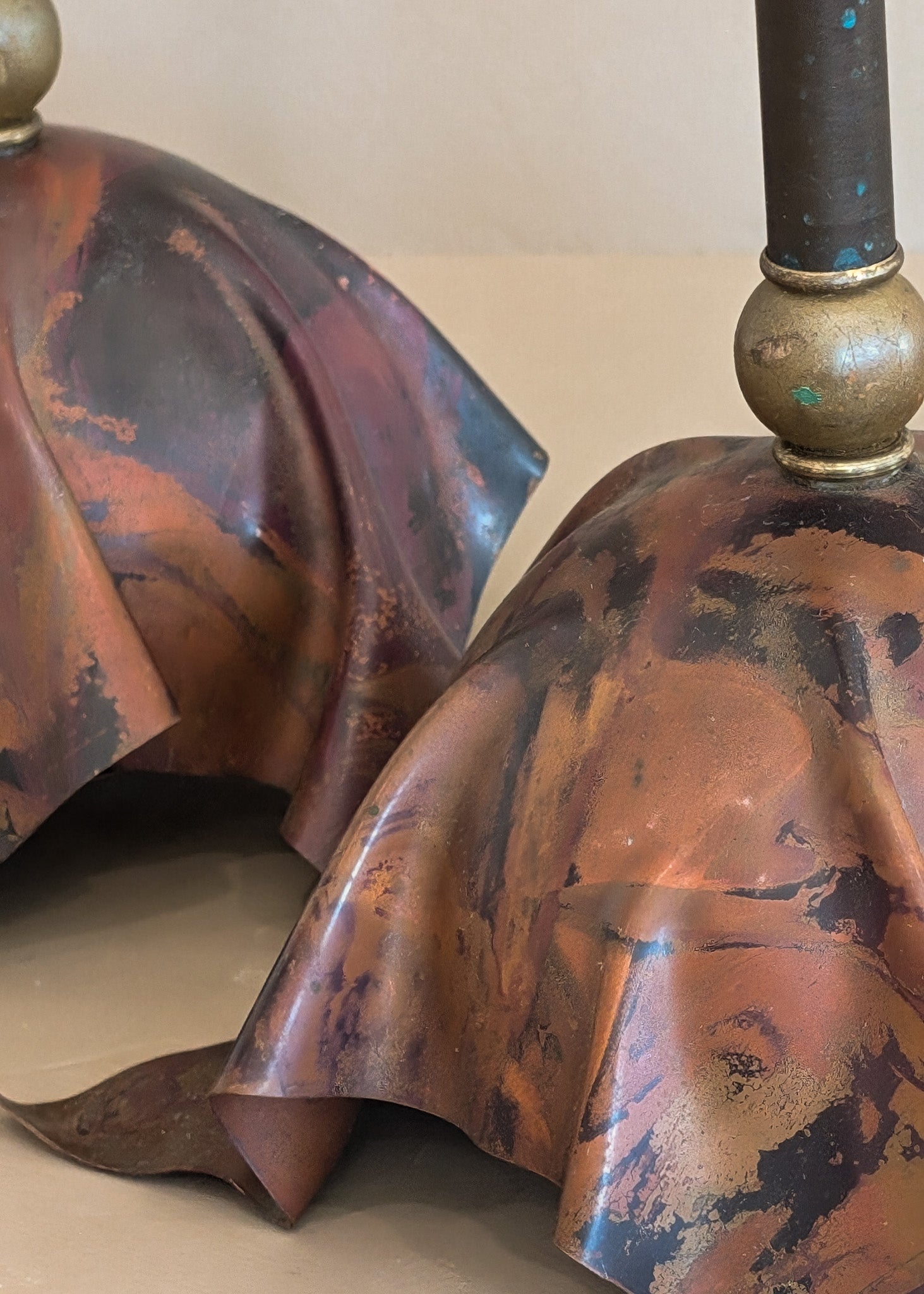 Signed Pair of Vintage Artisan-Made Galactic Lamps by D. Little