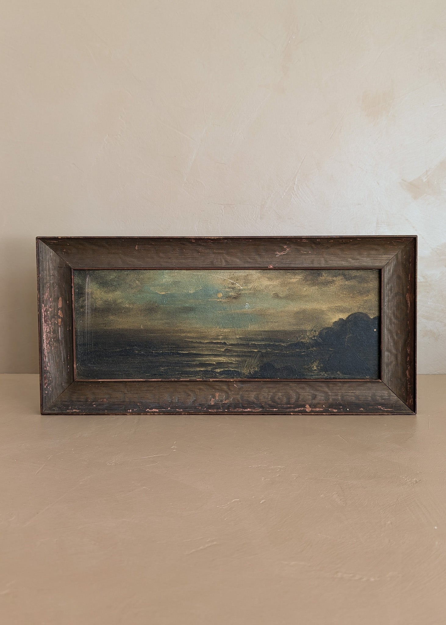 Original Antique Framed Moody Seascape Painting #2