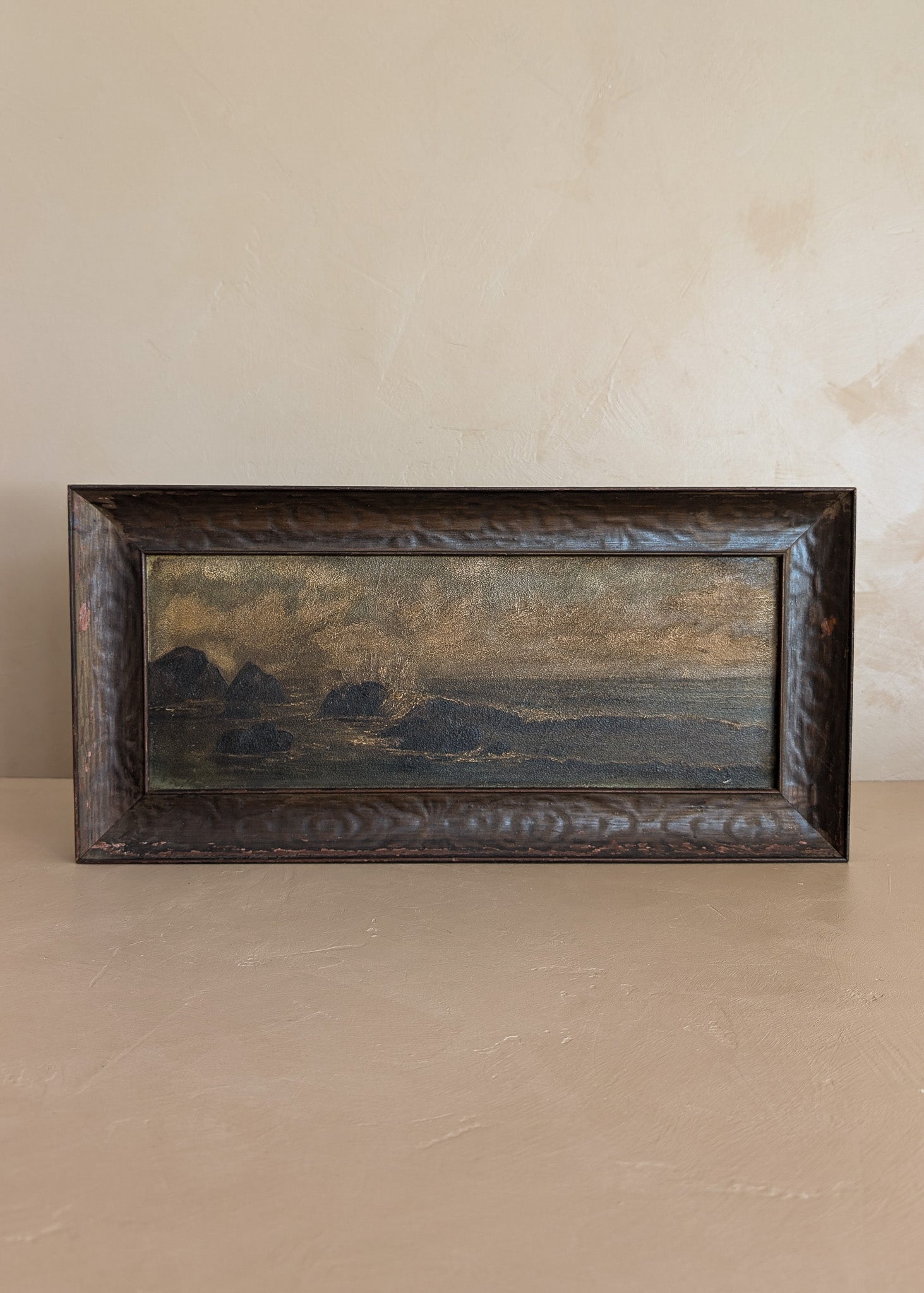 Original Antique Framed Moody Seascape Painting #1
