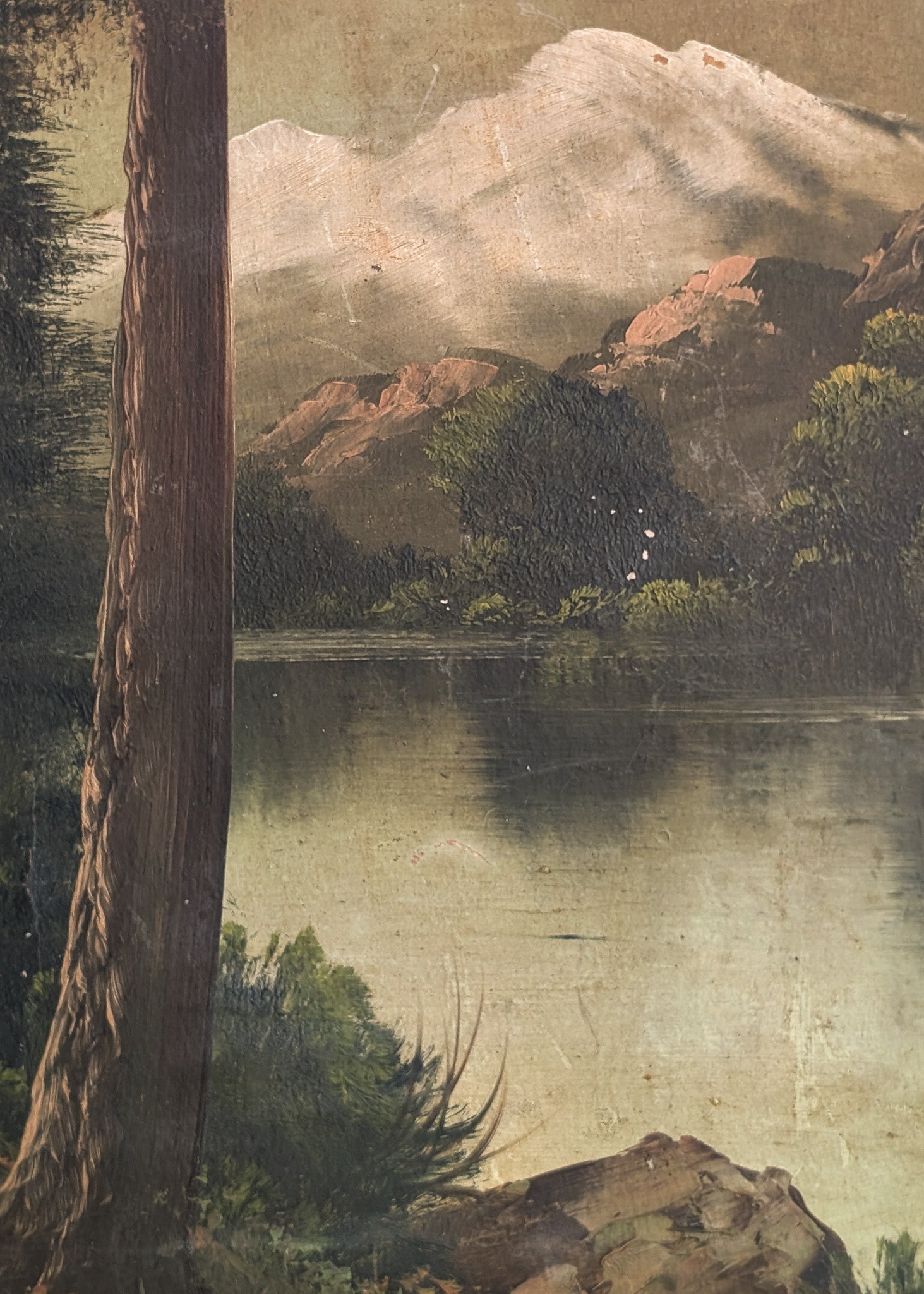 Moody Antique Landscape Painting on Board