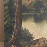 Moody Antique Landscape Painting on Board