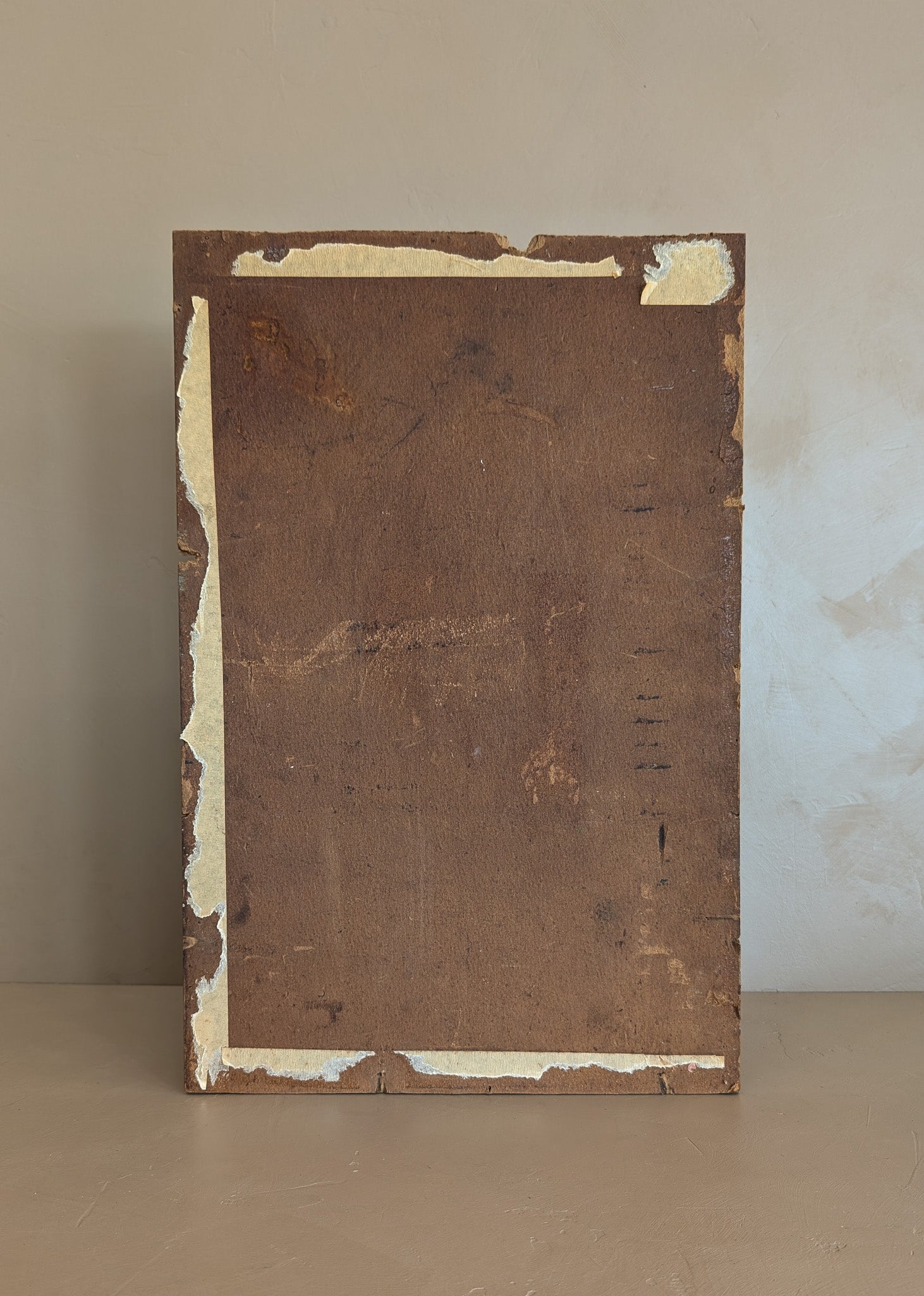 Moody Antique Landscape Painting on Board