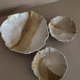 Set of 3 Vintage Signed Ruffled Studio Pottery Serving Bowls