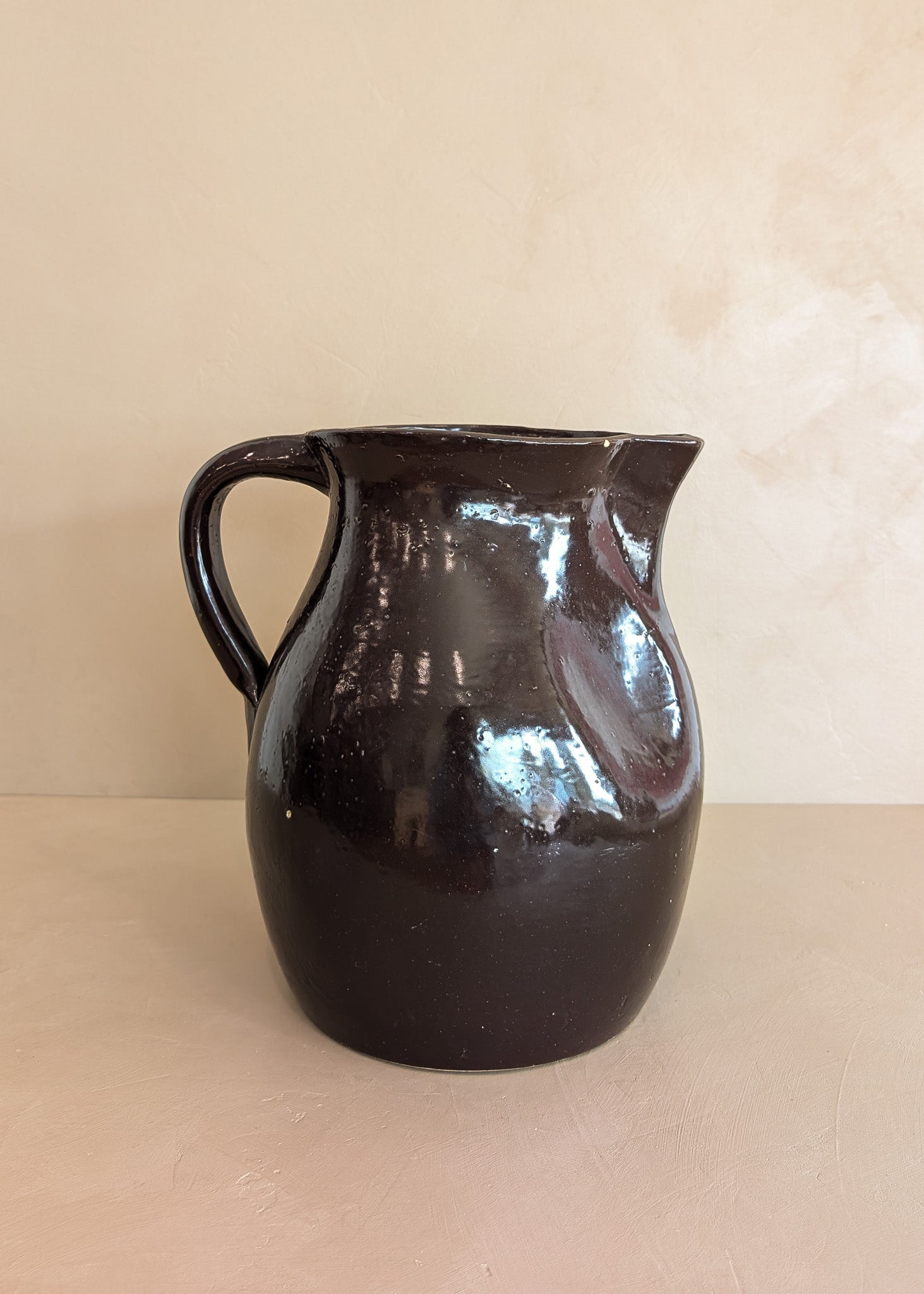 Extra Large Dark Brown Primitive Pitcher/Vase