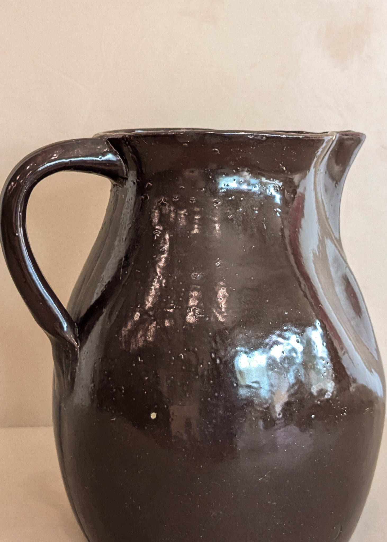 Extra Large Dark Brown Primitive Pitcher/Vase