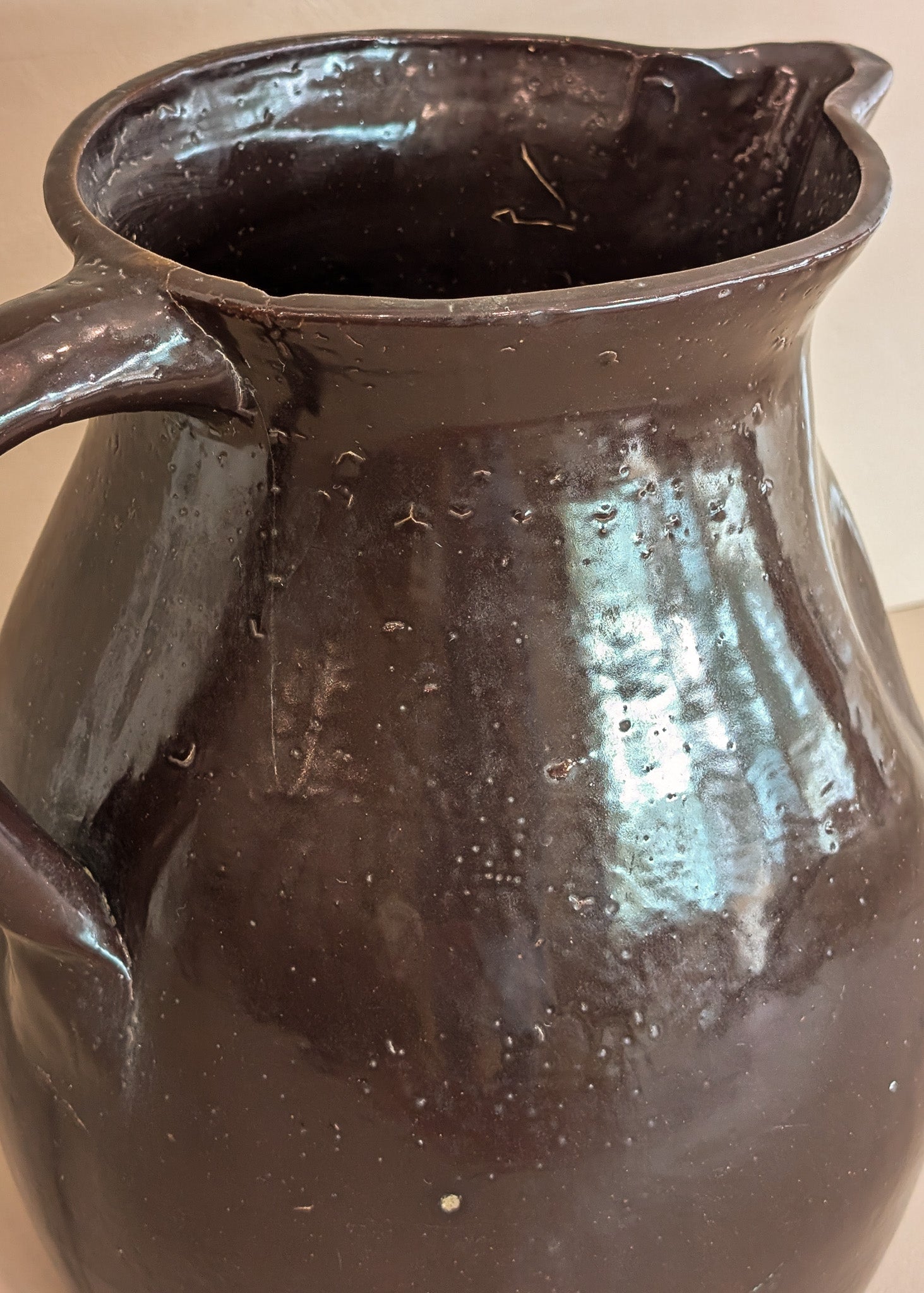 Extra Large Dark Brown Primitive Pitcher/Vase