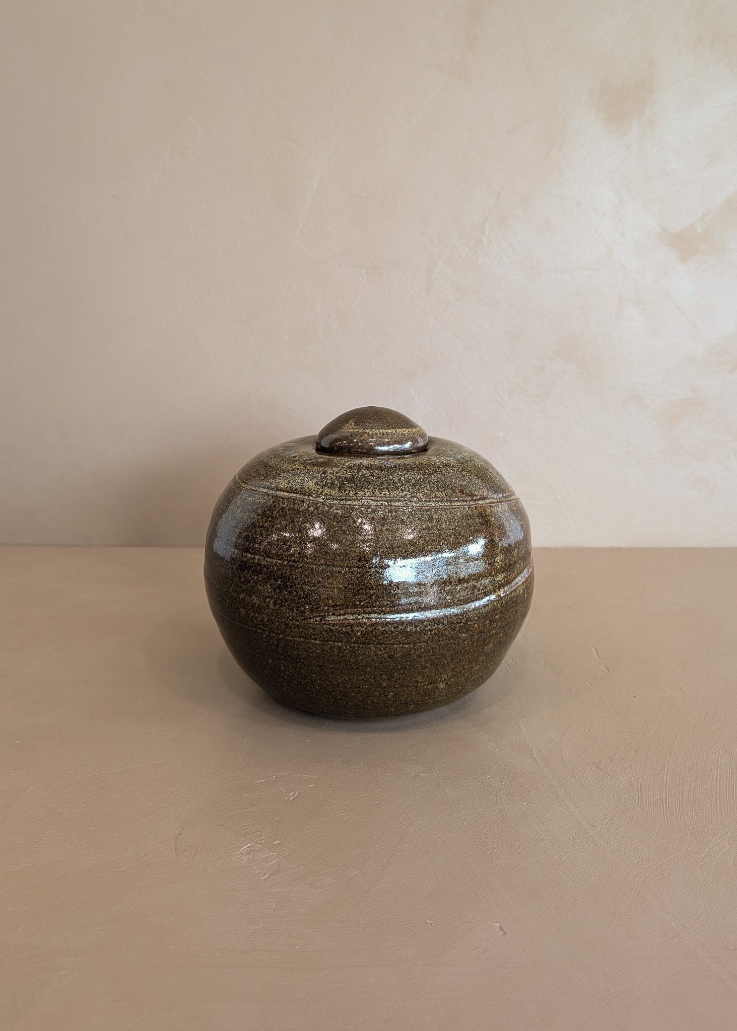 Dark Brown Chunky Lidded Studio Pottery Vessel