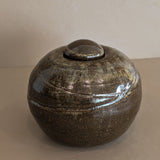 Dark Brown Chunky Lidded Studio Pottery Vessel