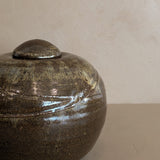 Dark Brown Chunky Lidded Studio Pottery Vessel