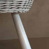 Vintage White Wicker Tony Paul-Style Stool