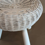 Vintage White Wicker Tony Paul-Style Stool
