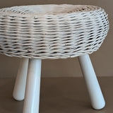 Vintage White Wicker Tony Paul-Style Stool