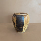 Textured Neutral Flat Lidded Studio Pottery Vase
