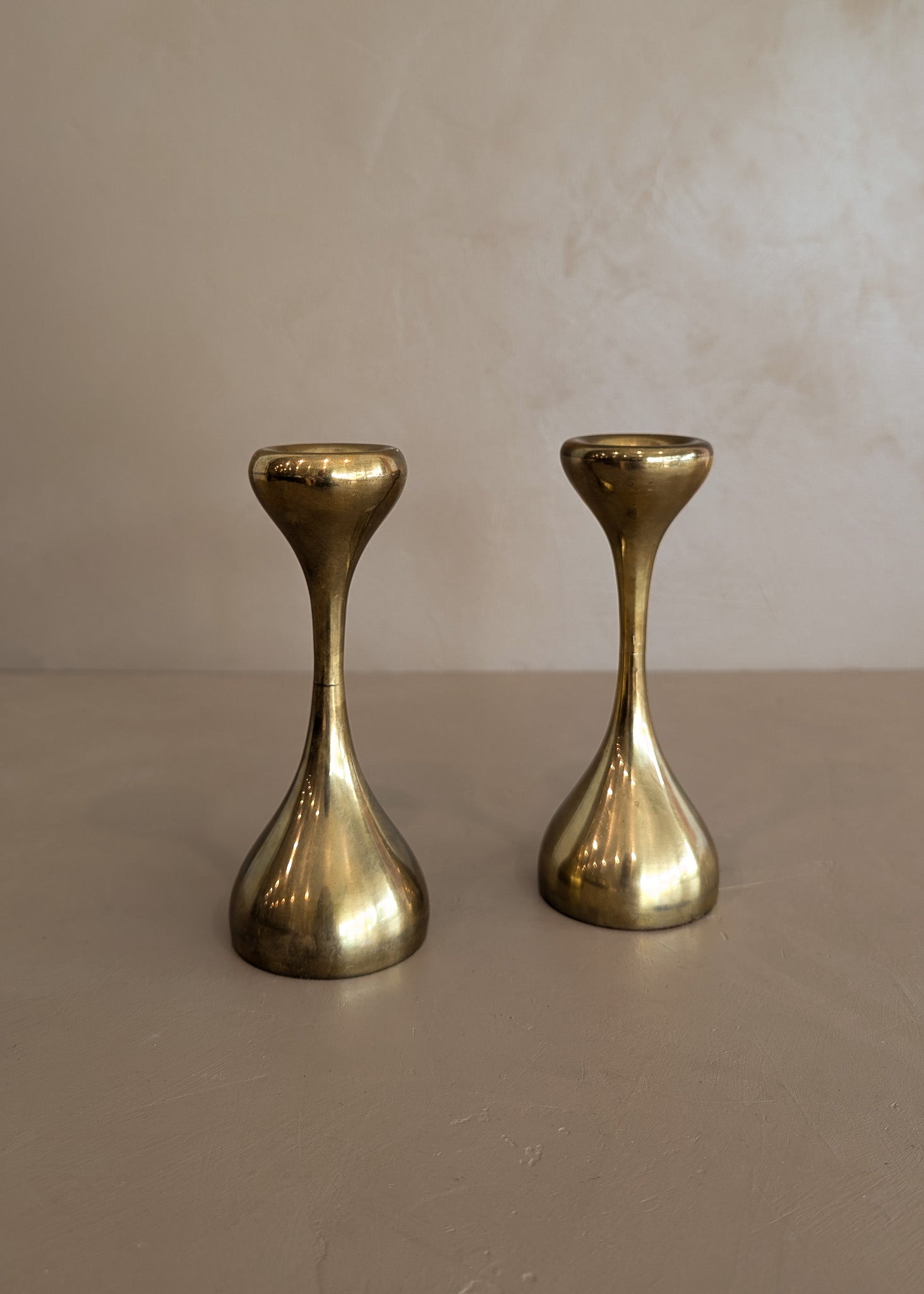Pair of Midcentury Swedish Brass Candleholders