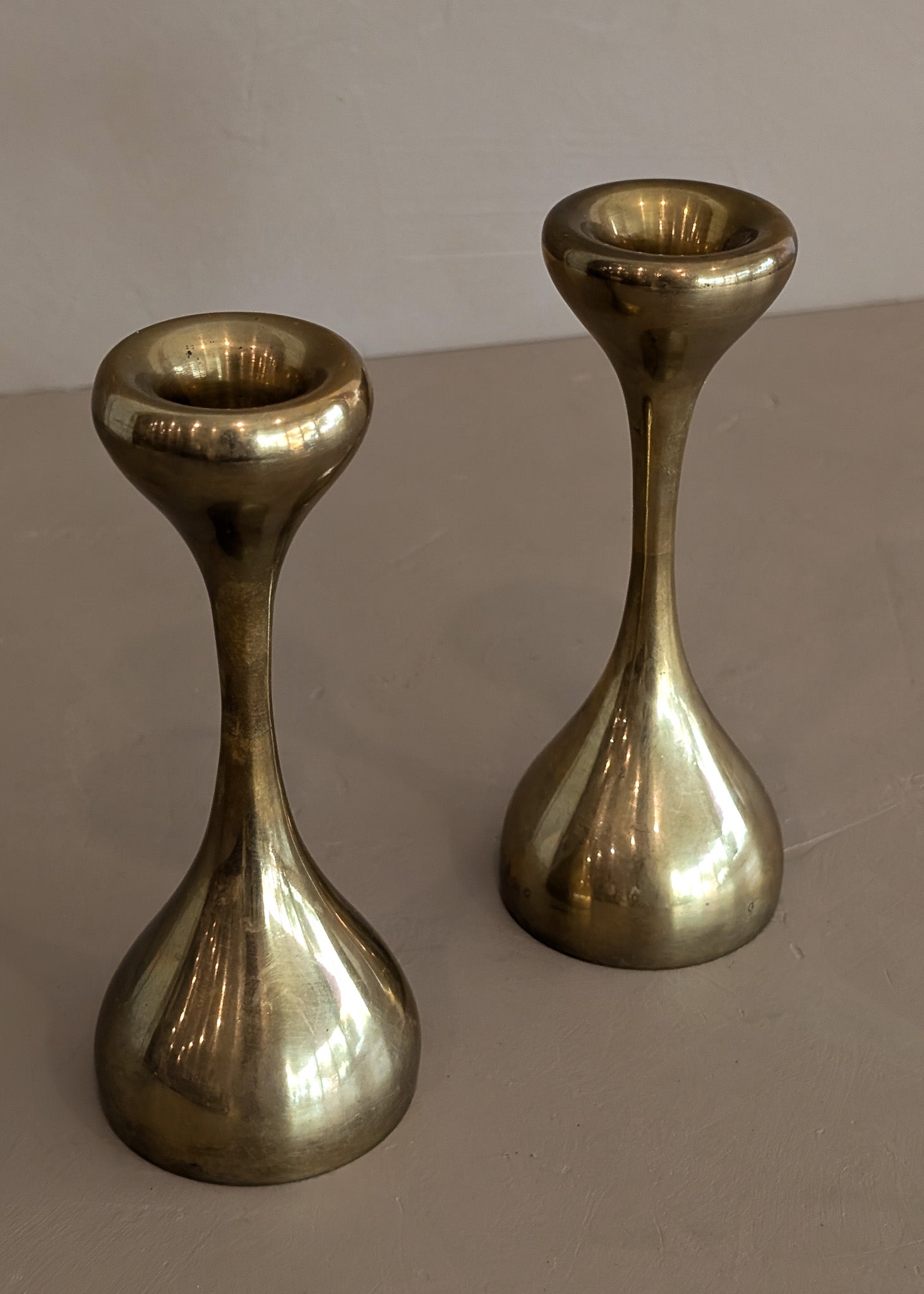 Pair of Midcentury Swedish Brass Candleholders