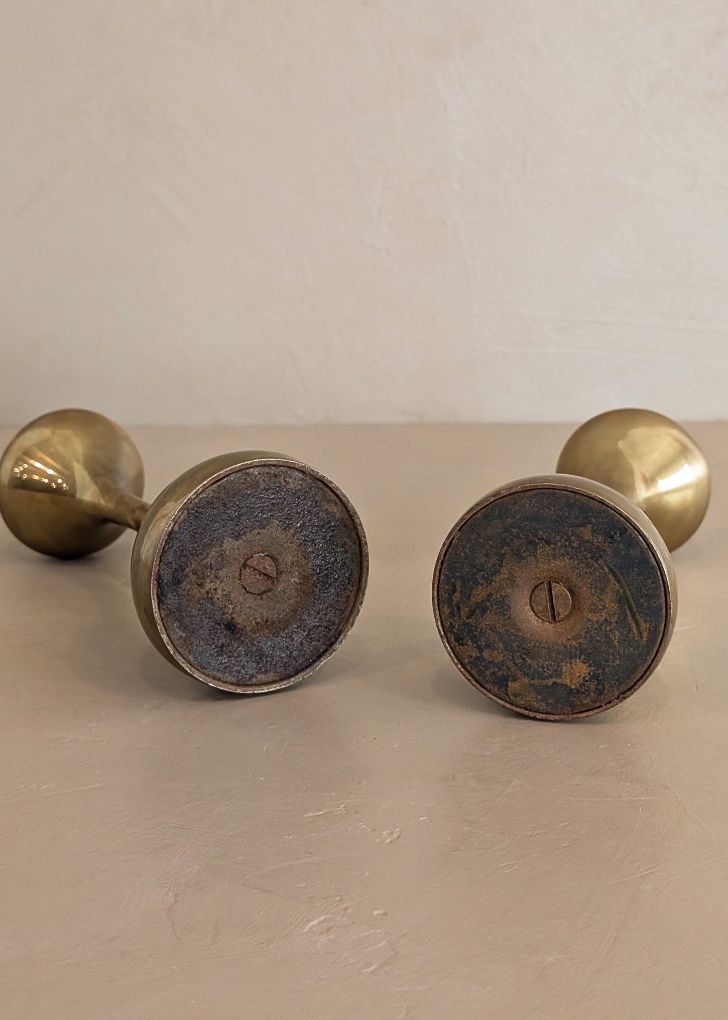 Pair of Midcentury Swedish Brass Candleholders